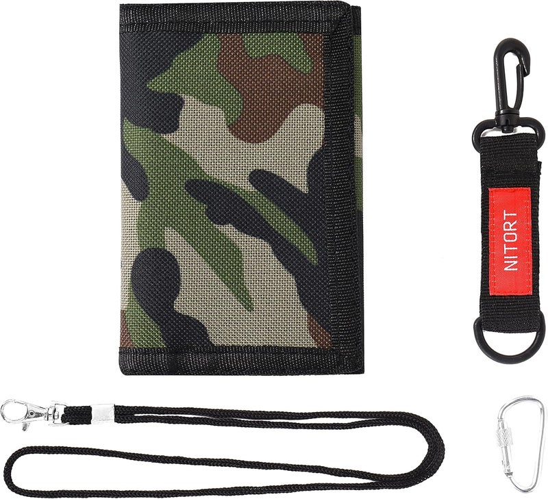 Nitort Wallet, Canvas Outdoor Sports Wallets for Kid, Lovely Wallet with Zipper for Kids- Front Pocket Wallet with Magic Sticker - Image 1